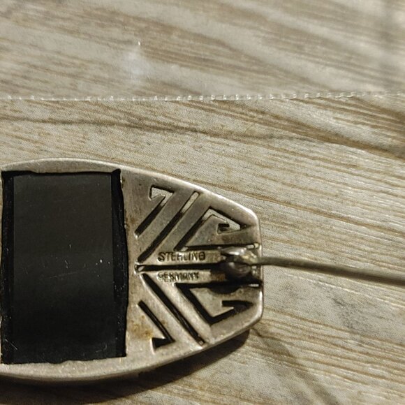 Brooch Antique Art Deco Sterling Silver Black Onyx Brooch Pin Made In Germany - Picture 2 of 15